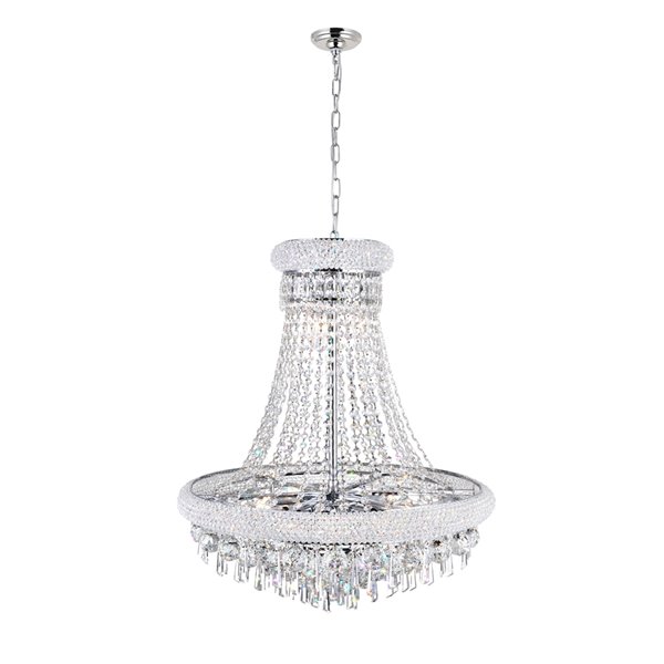 CWI Lighting Kingdom Chandelier - 13-Light - 24-in - Chrome