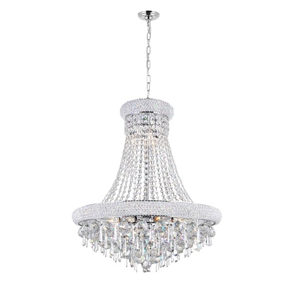 CWI Lighting Kingdom Chandelier - 13-Light - 24-in - Chrome