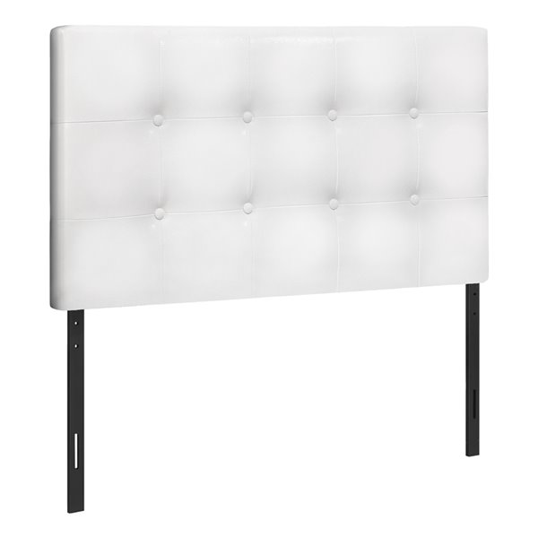 Monarch Specialties Headboard White, White Leather Tufted Headboard With Crystals