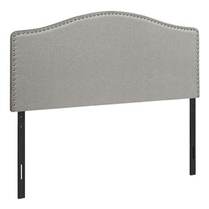 Tête de lit Monarch Specialties en tissu gris, grand lit