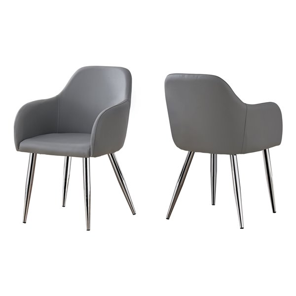 Monarch Specialties Dining Chair Grey, Grey Leather Dining Chairs With Chrome Legs