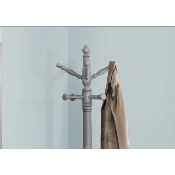 Monarch Specialties Traditional Style Coat Rack - Grey Wood - 73-in H