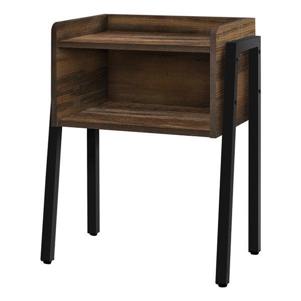 Monarch Specialties Accent Table - Brown Reclaimed Look and Black Metal - 23-in H