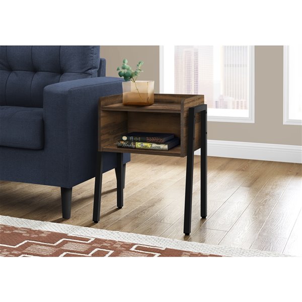 Monarch Specialties Accent Table - Brown Reclaimed Look and Black Metal - 23-in H