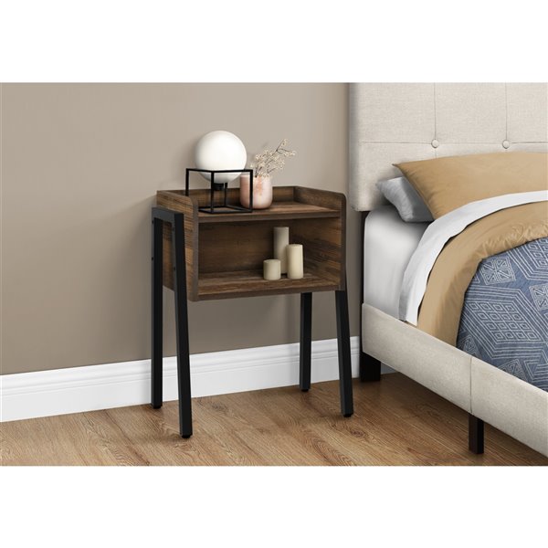 Monarch Specialties Accent Table - Brown Reclaimed Look and Black Metal - 23-in H