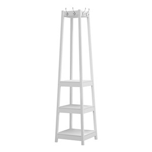 Patère de coin Monarch Specialties avec 3 tablettes, blanche, 72 po H