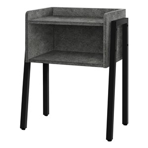 Monarch Specialties Accent Table - Grey Stone Look and Black Metal - 23-in H