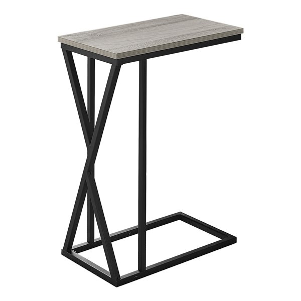 Monarch Specialties Accent Table - Grey Finish and Black Metal - 25-in H