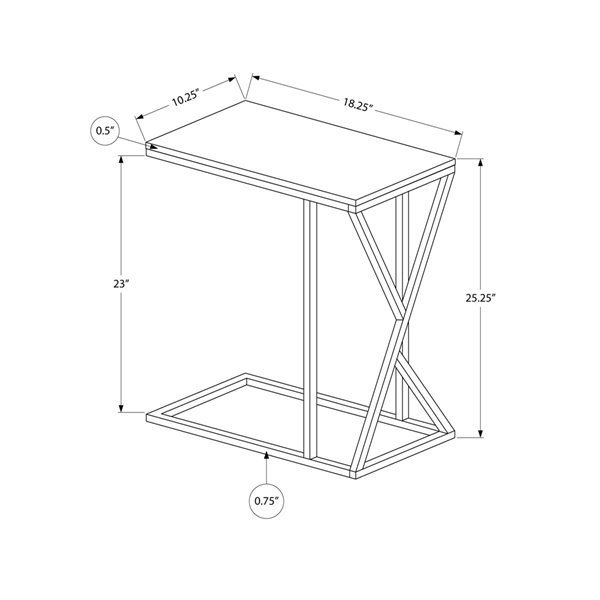 Monarch Specialties Accent Table - Grey Finish and Black Metal - 25-in H