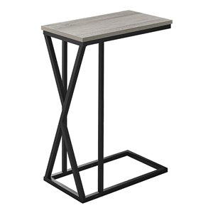 Table d'appoint Monarch Specialties au fini gris et métal noir, 25 po H