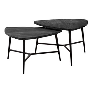 Tables d'appoint Monarch Specialties en bois récupéré noir et métal noir, ens. de 2