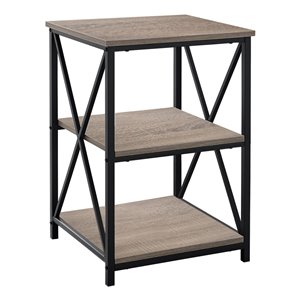 Monarch Specialties Accent Table - Dark taupe finish and Black Metal - 26-in H