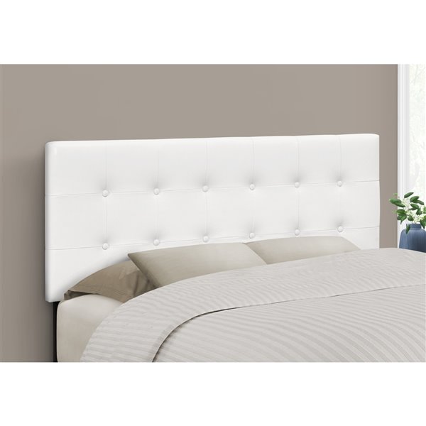 Monarch Specialties Headboard - White Leather Look - Full Size