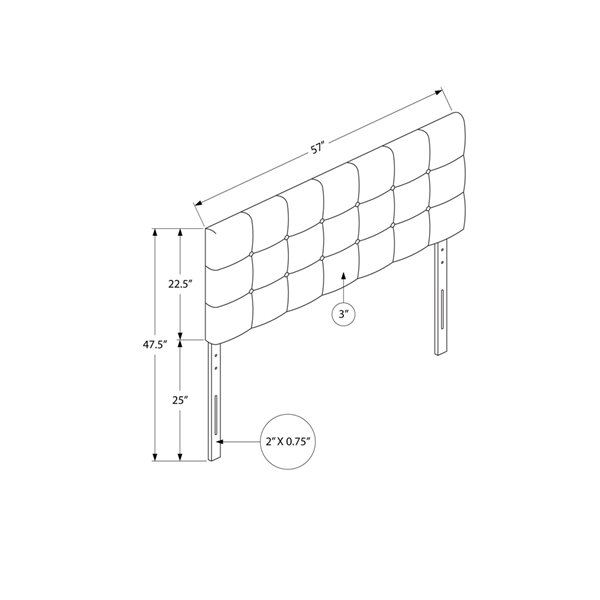 Monarch Specialties Headboard - White Leather Look - Full Size