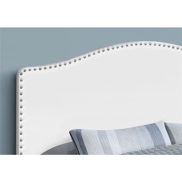 Monarch Specialties Headboard - White Leather Look - Queen Size