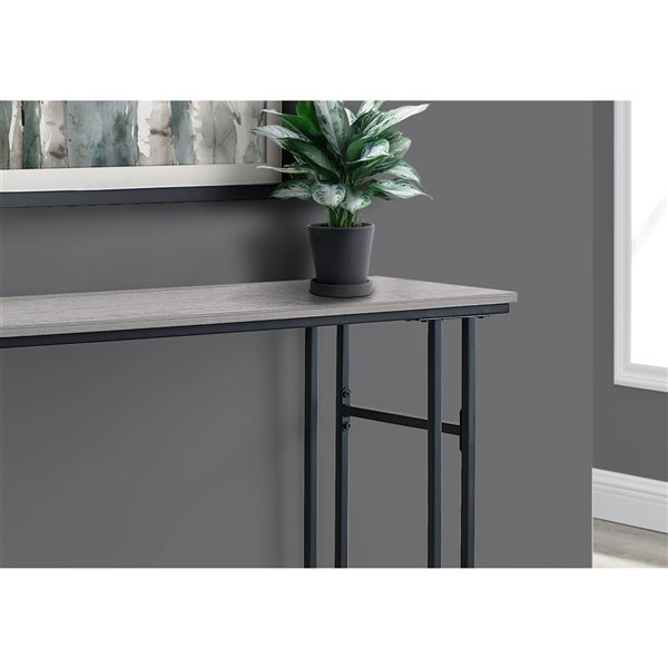 Monarch Specialties Console Table in Grey and Black Metal - 48-in L