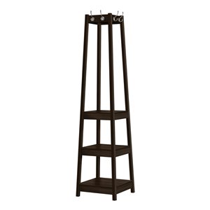 Patère de coin Monarch Specialties avec 3 tablettes,couleur expresso, 72 po H