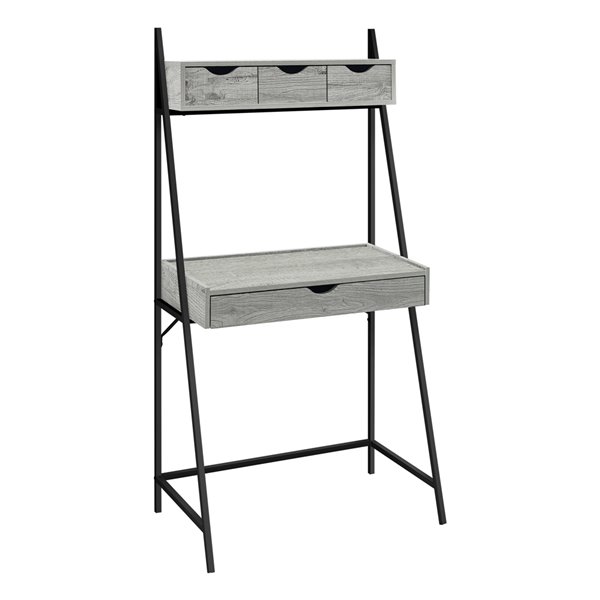 Bureau d'ordinateur Monarch Specialties gris et métal noir, 32 po L