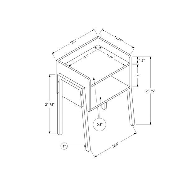 Table d'appoint Monarch Specialties, fini blanc et métal blanc, 23 po H