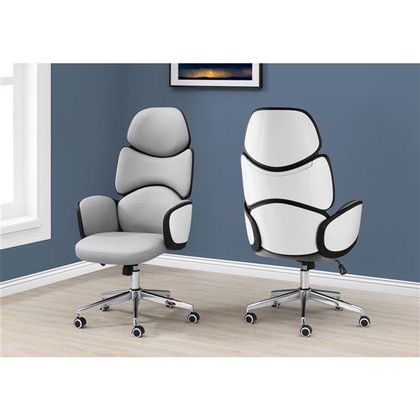 Monarch Specialties Office Chair with High Back Executive - Adjustable Seat Height - Grey Leather Look