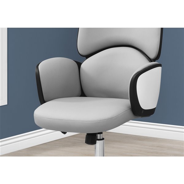 Monarch Specialties Office Chair with High Back Executive - Adjustable Seat Height - Grey Leather Look