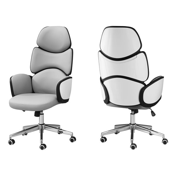 Monarch Specialties Office Chair with High Back Executive - Adjustable Seat Height - Grey Leather Look