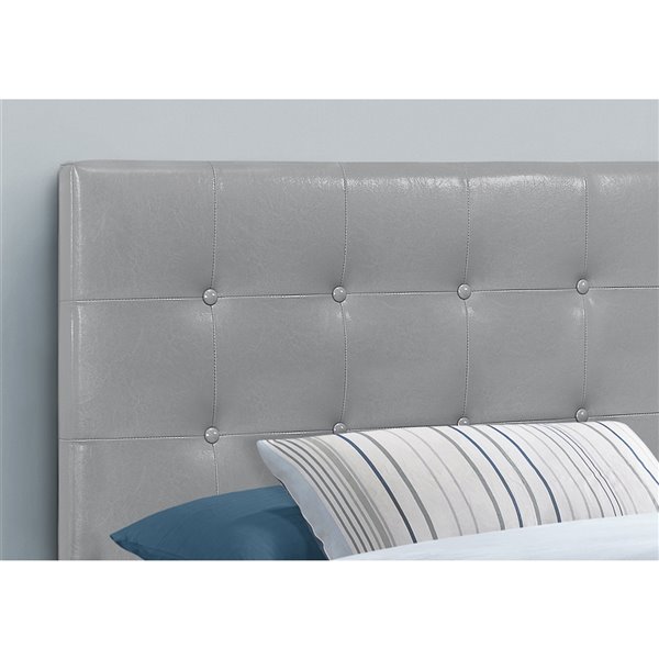 Monarch Specialties Headboard - Grey Leather Look - Twin Size