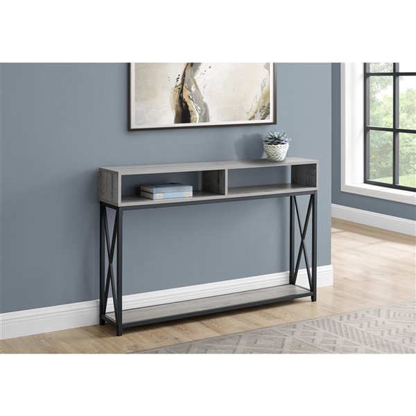 Table console Monarch Specialties au fini gris et noir, 48 po L