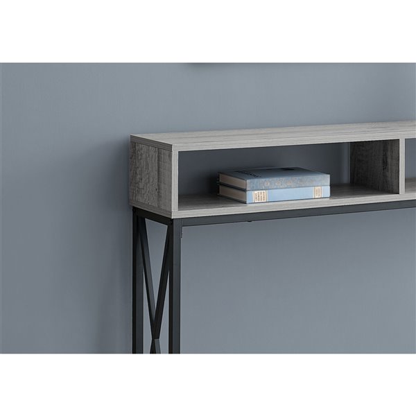 Table console Monarch Specialties au fini gris et noir, 48 po L