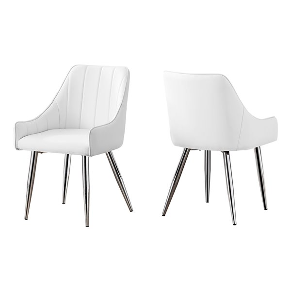 Monarch Specialties Dining Chair White, White Leather And Chrome Chairs