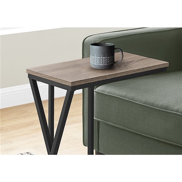 Monarch Specialties Accent Table - Dark Taupe Finish and Black Metal - 25-in H