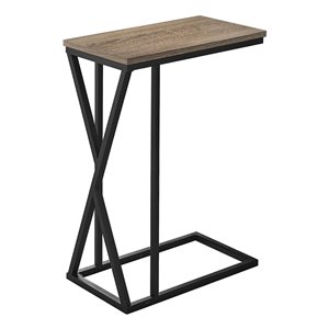 Monarch Specialties Accent Table - Dark Taupe Finish and Black Metal - 25-in H