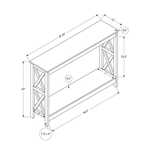 Table console Monarch Specialties au fini expresso, 48 po L