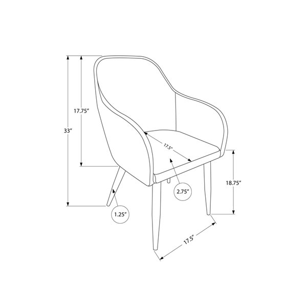 Monarch Specialties Dining Chair Black Leather Look and Chrome - 33-in H - Set of 2