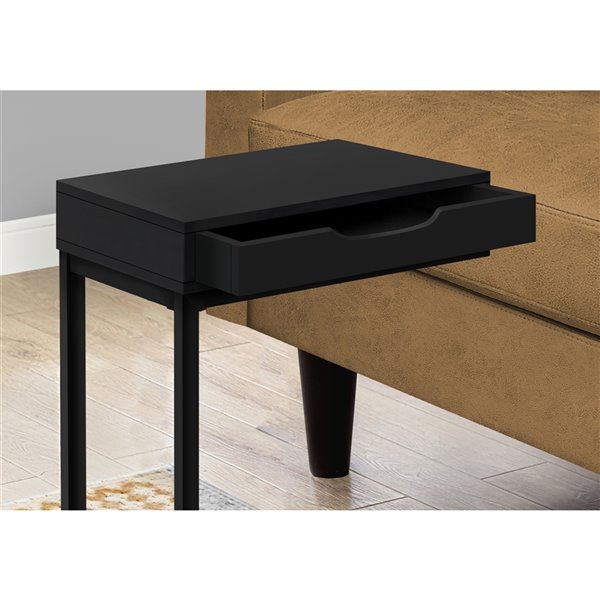 Monarch Specialties Accent Table with 1 Drawer - Black Finish and Black Metal