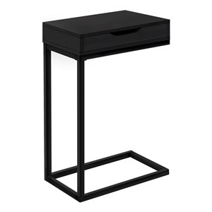 Monarch Specialties Accent Table with 1 Drawer - Black Finish and Black Metal