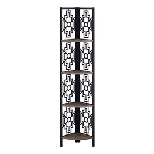 Bibliothèque étagère Monarch Specialties, taupe foncé et métal noir, 62 po H