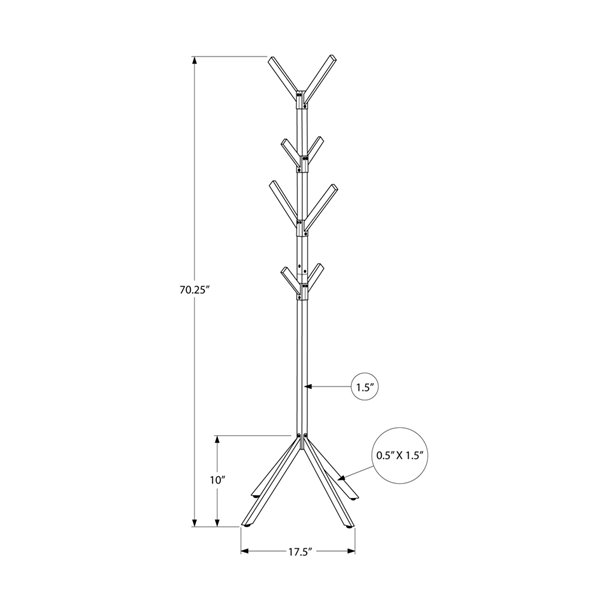 Monarch Specialties Coat Rack - White Metal - 70-in H