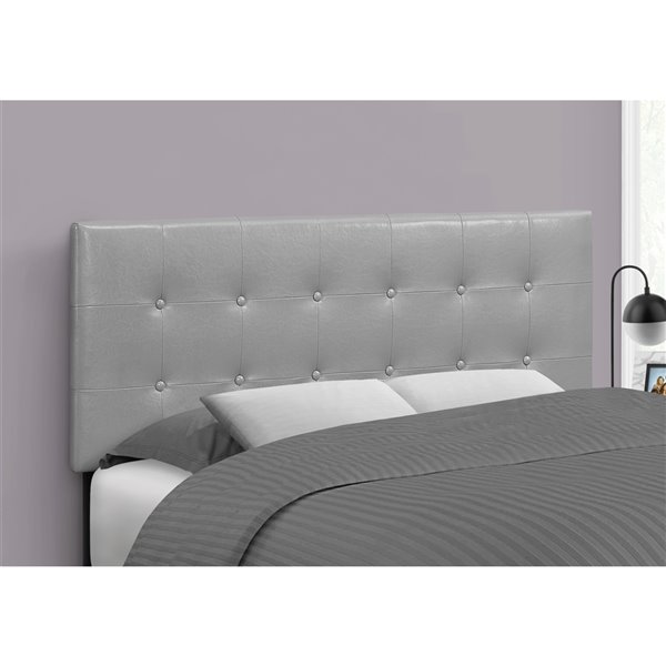 Monarch Specialties Headboard - Grey Leather Look - Full Size