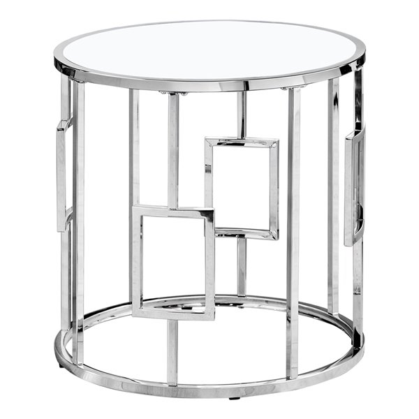 Monarch Specialties Accent Table, White End Table With Glass Door