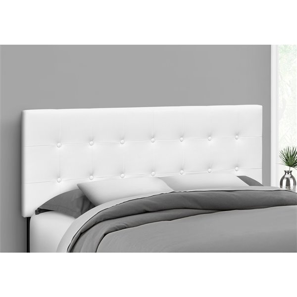 Monarch Specialties Headboard White Leather Look Queen Size Rona