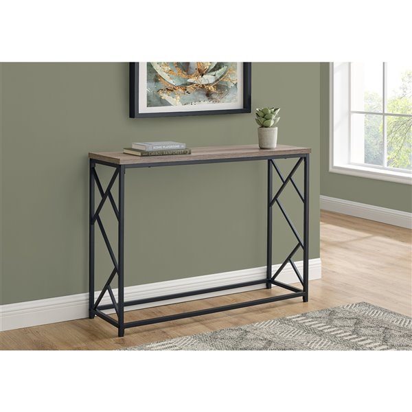 Monarch Specialties Console Table Taupe and Black Metal - 44-in L