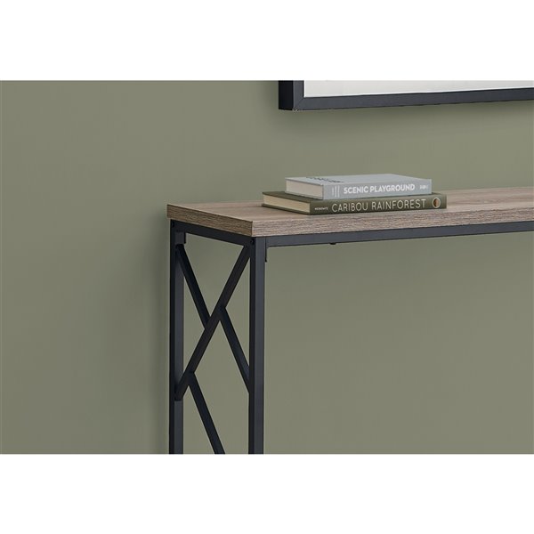 Monarch Specialties Console Table Taupe and Black Metal - 44-in L