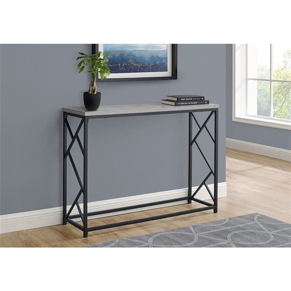 Monarch Specialties Console Table Grey and Black Metal - 44-in L