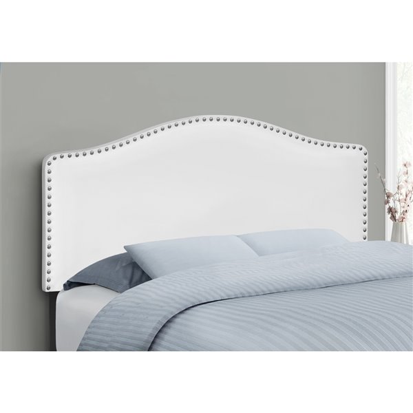 Monarch Specialties Headboard - White Leather Look - Full Size