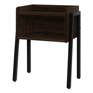 Monarch Specialties Accent Table - Espresso Finish and Black Metal - 23-in H