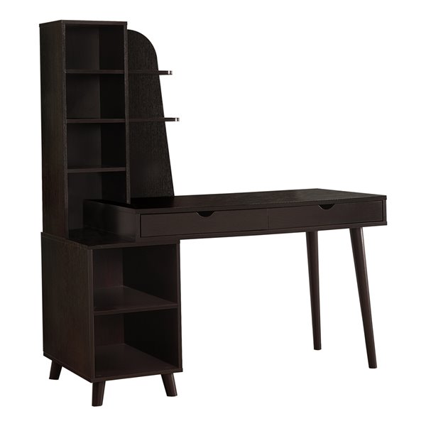 Bureau d'ordinateur Monarch Specialties avec bibliothèque, expresso, 55 po L