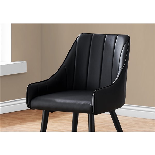Monarch Specialties Dining Chair Black Leather Look and Black - 33-in H - Set of 2