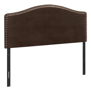 Tête de lit Monarch Specialties en similicuir brun, grand lit