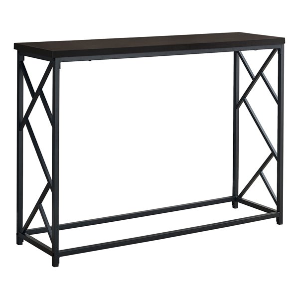 Monarch Specialties Console Table in Espresso and Black Metal - 44-in L